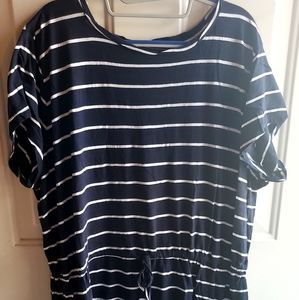 Ellos T-shirt Dress, Size 22/24 1X, Navy / White Stripes